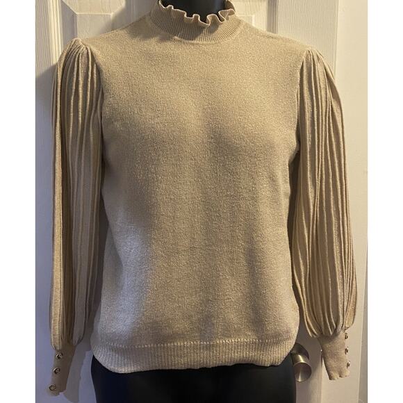 Nanette Gold Mock Turtleneck Sweater Small - Picture 7 of 8